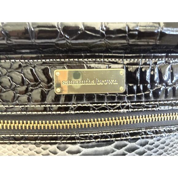 Samantha Brown Croc-Embossed Dowel Travel Bag Black/white - Picture 3 of 16